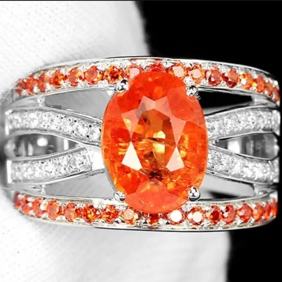 Jewelry - Vibrant orange on a beautiful silver color fashion jewelry ring